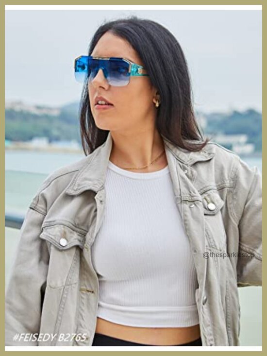 Square Oversized Sunglasses for Men Women Flat Top UV400
